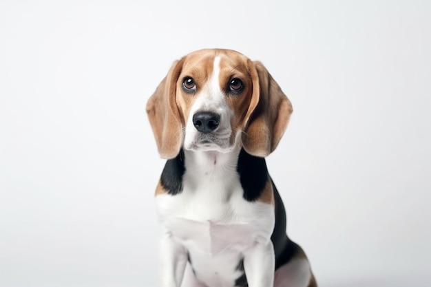 Small funny dog beagle posing isolated over white studio background