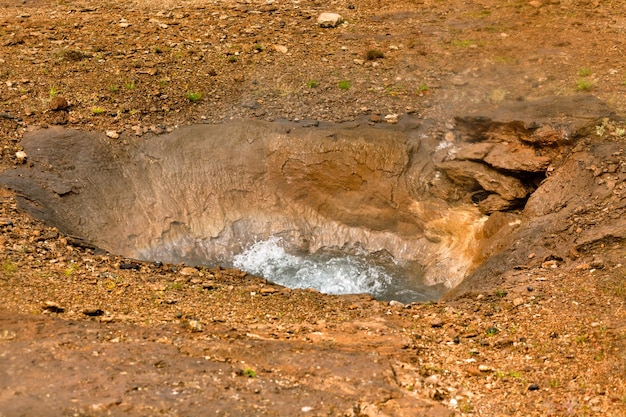 Small Geyser boiling Iceland Geysers Valley