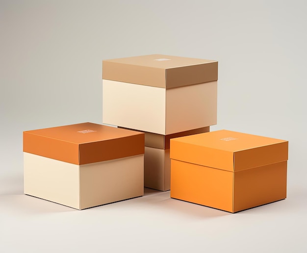 작은 선물 상자 카드보드 상자는 밝은 오렌지와 어두운 베이지 스타일로 판매됩니다.