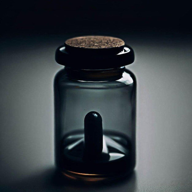 A small glass jar with a brown cap that says " no one else can see ".