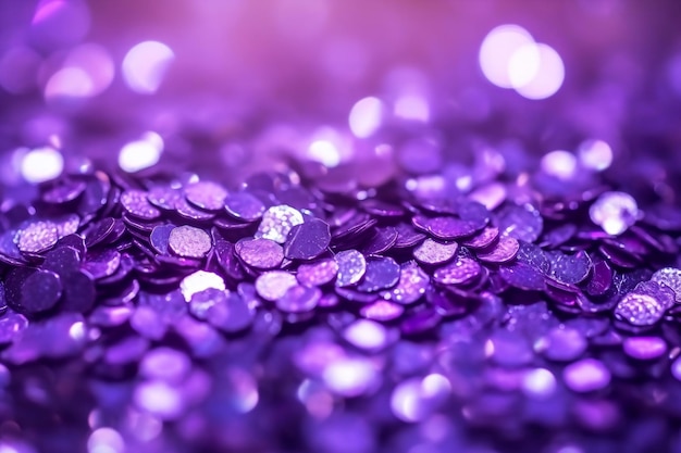 小さなきらびやかな紫と紫のボケ背景Ai生成