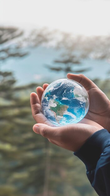 a small globe in their hands