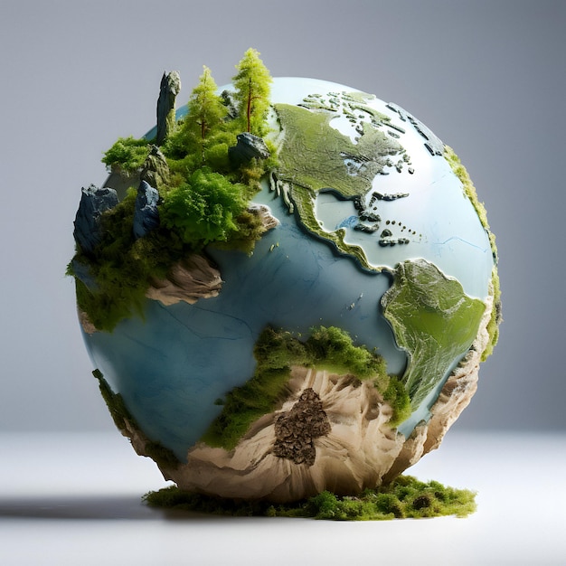 small globe with a lot of moss on it Generative AI