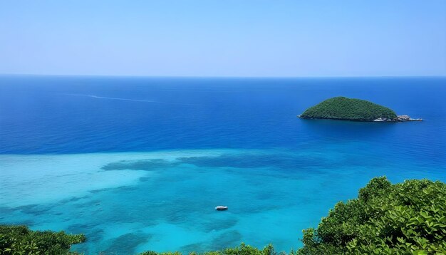 Foto una piccola isola verde in mezzo all'oceano