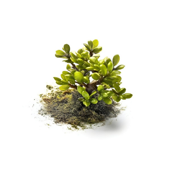 Small green plant isolated on white background Studio shot Close up