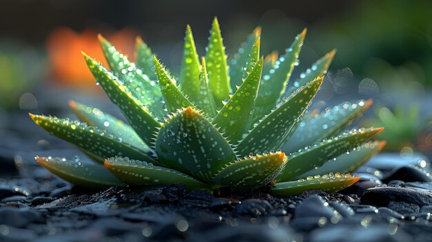 Photo small green plant with water drops