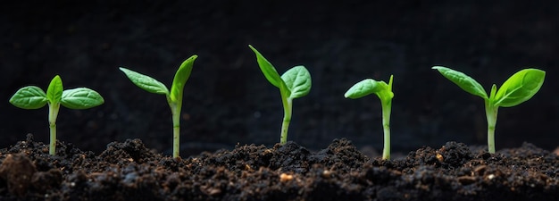 泥 に 育つ 小さな 緑 の 植物