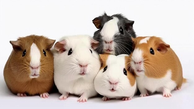 Small group of cute guinea pigs in studio AI generated