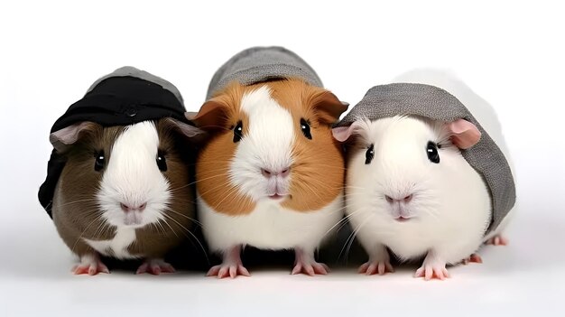 Small group of cute guinea pigs in studio AI generated