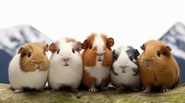 Small group of guinea pigs in outdoor photography AI generated