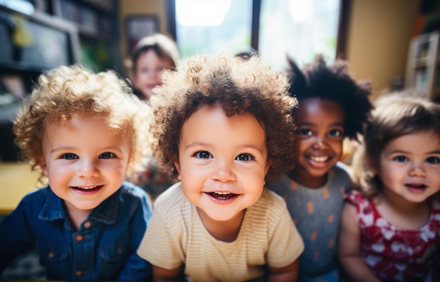 写真 幼稚園 の 幸せ な 幼児 たち の 小さな グループ