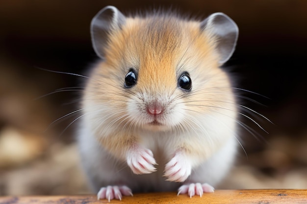 A small hamster is standing on a log ai