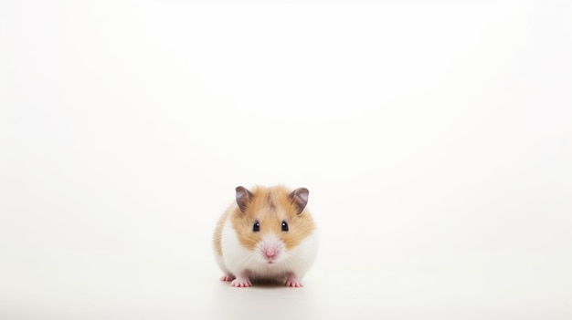 A small hamster on a white background