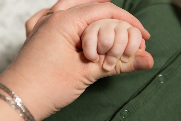 Photo small hand of a three month old baby