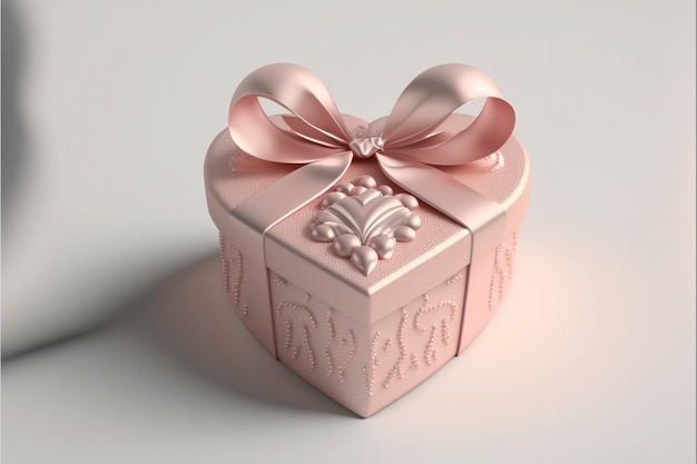 small heart shaped pink gift box