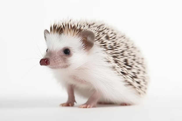 A small hedgehog sitting on top of a white surface generative ai image