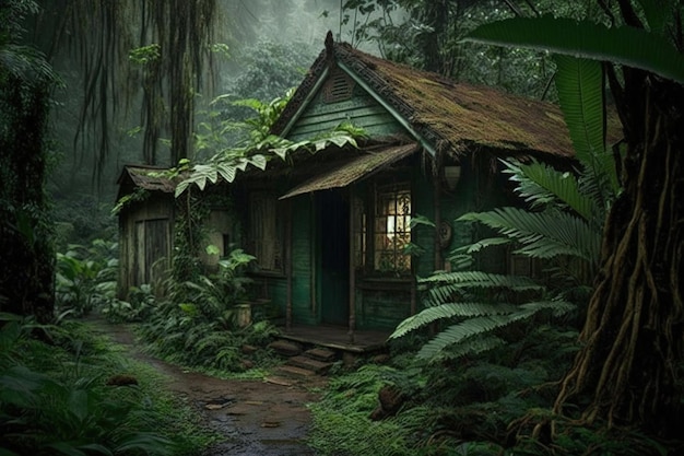 Photo a small house in the jungle