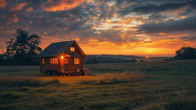 Small House on Lush Green Hillside