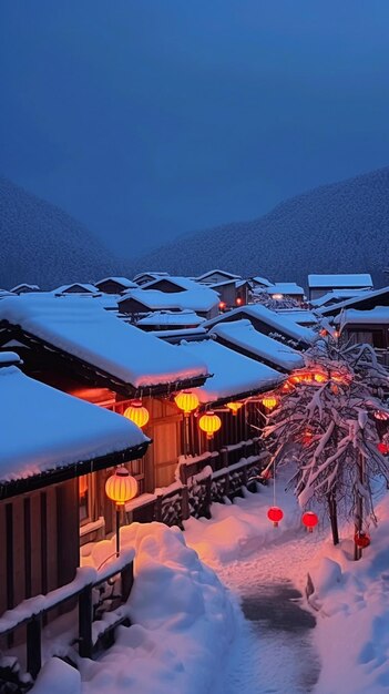 Foto una piccola casa nella neve