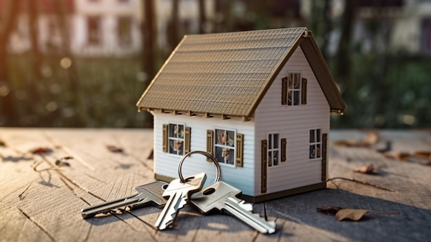 A small house with keys on top of it