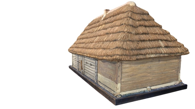 A small house with a thatched roof