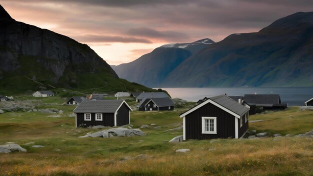 Small houses in norway mountain