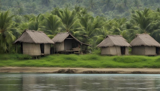 small hut in fishing farming area in small village