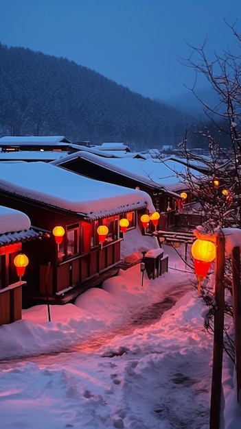 a small hut in the snow