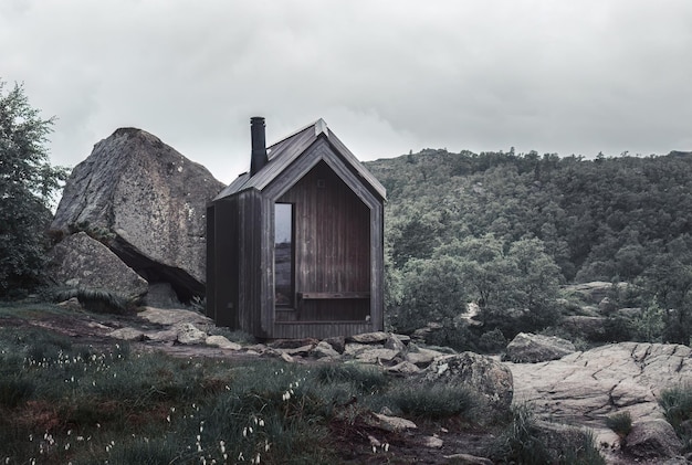 small hut for tourists in the mountains of Norway