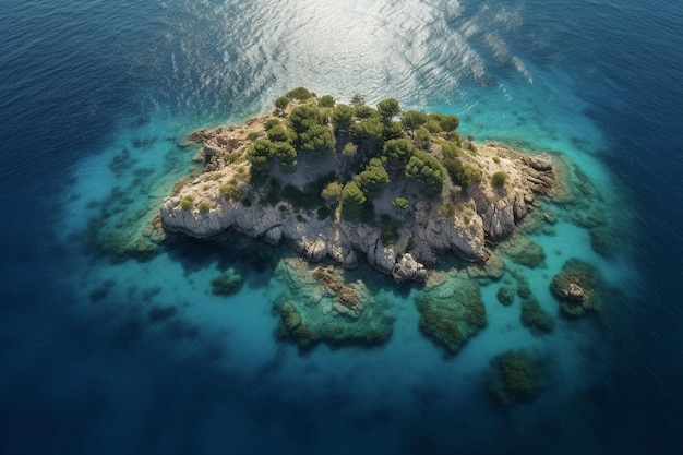 A small island in the sea with the word island on it