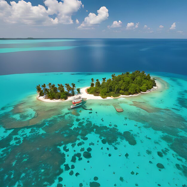 Photo a small island with a boat on the water and a boat in the water