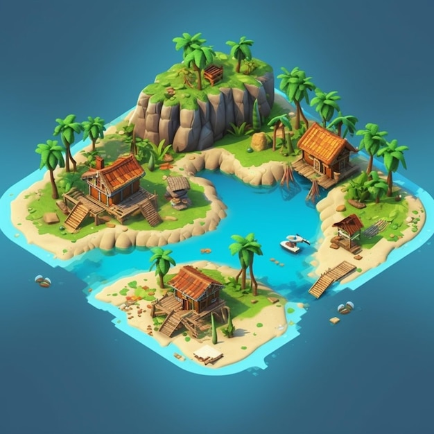 Photo a small island with a hut generative ai