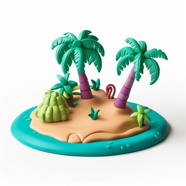 A small island with palm trees on it