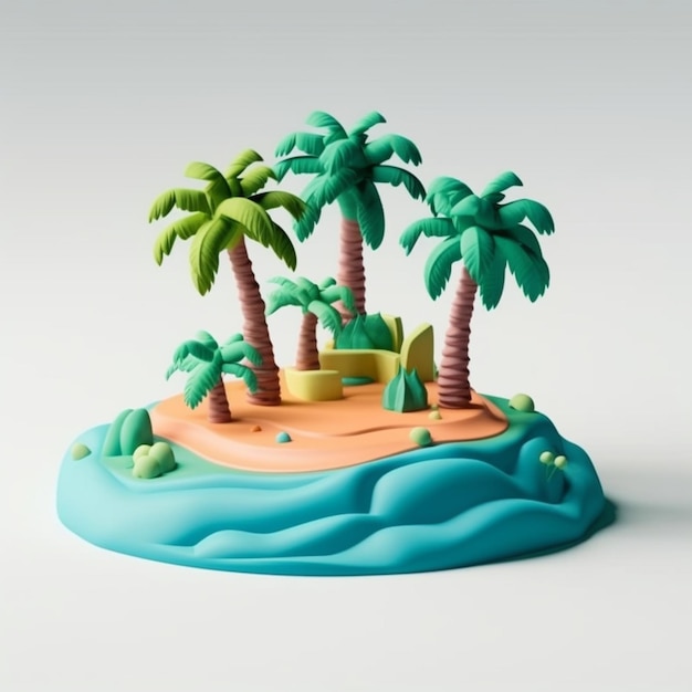 A small island with palm trees on it