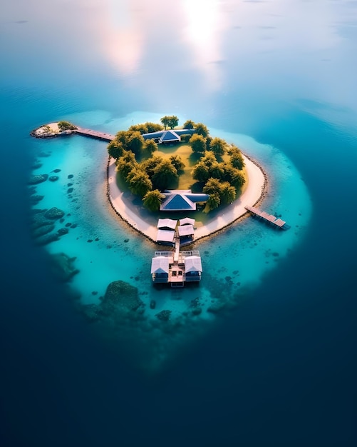 Premium AI Image | A small island with a small house on it