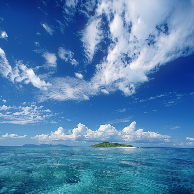 a small island with a small island in the middle of the water