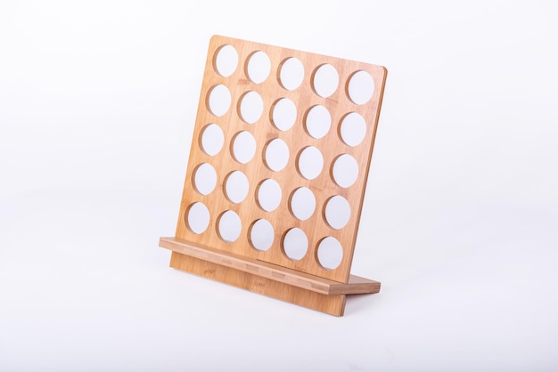 The small item storage rack made of bamboo is on a white background