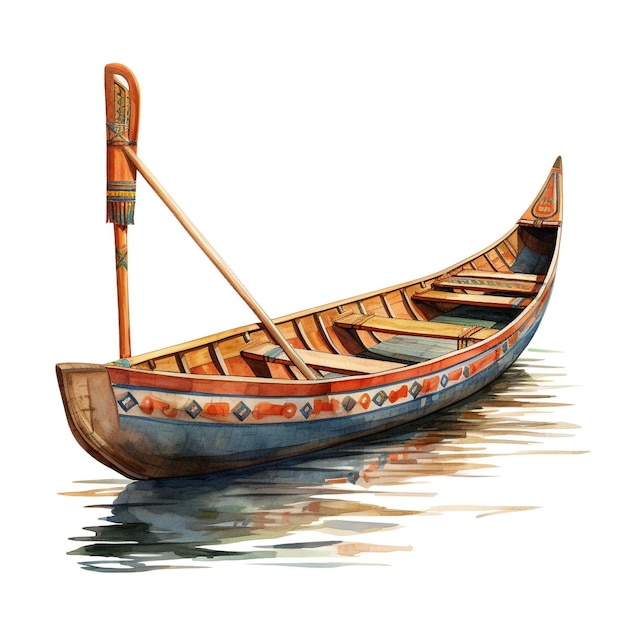 small kayak type boat Egyptians on board