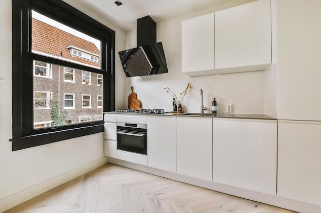 Small kitchen interior in modern apartment