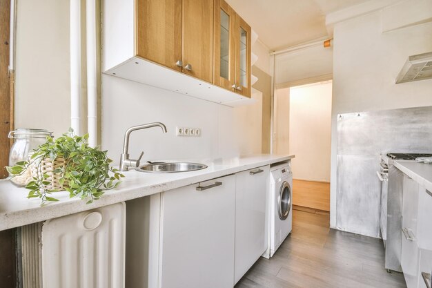 Small kitchen interior in modern apartment