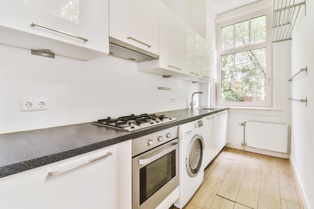 Small kitchen interior in modern apartment