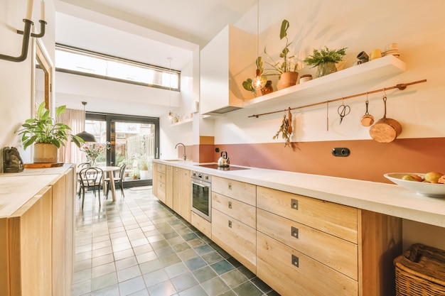 Small kitchen interior in modern apartment