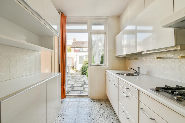 Small kitchen interior in modern apartment