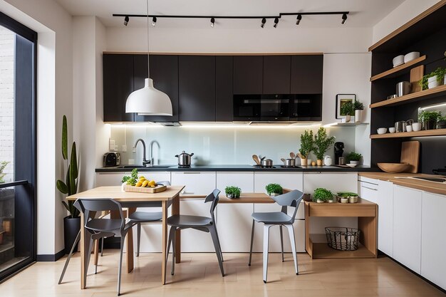 Small kitchen interior in modern apartment