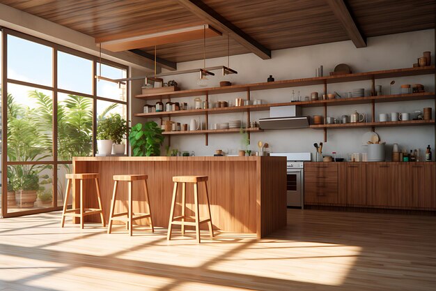 Small Kitchen Space Interior Design 3D Rendering