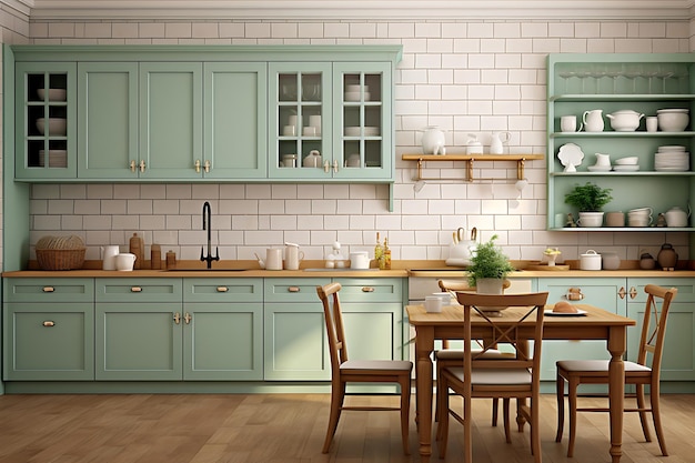 Small Kitchen Space Interior Design 3D Rendering