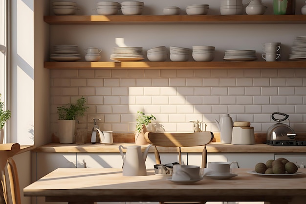 Small Kitchen Space Interior Design 3D Rendering