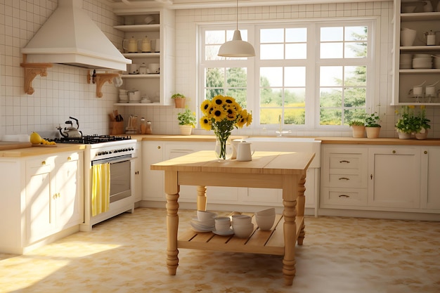 Small Kitchen Space Interior Design 3D Rendering