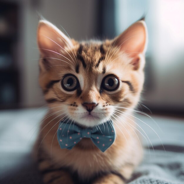 Premium AI Image | A small kitten wearing a bow tie