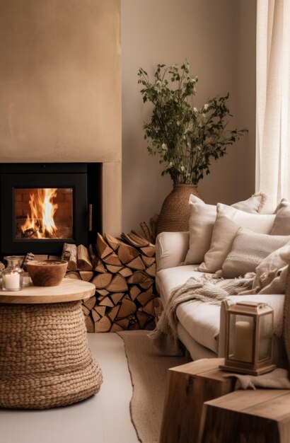 a small living room with a fireplace in it